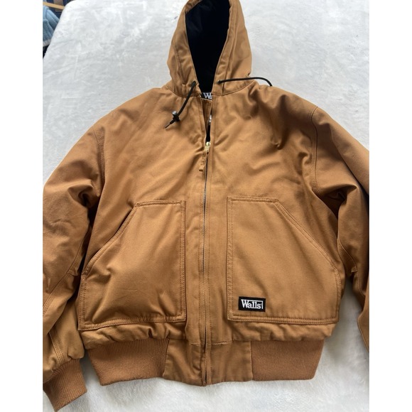 Walls Work Wear Canvas Insulated Hooded Jacket Men's L 42-44 Regular Tan/Brown - Picture 1 of 14